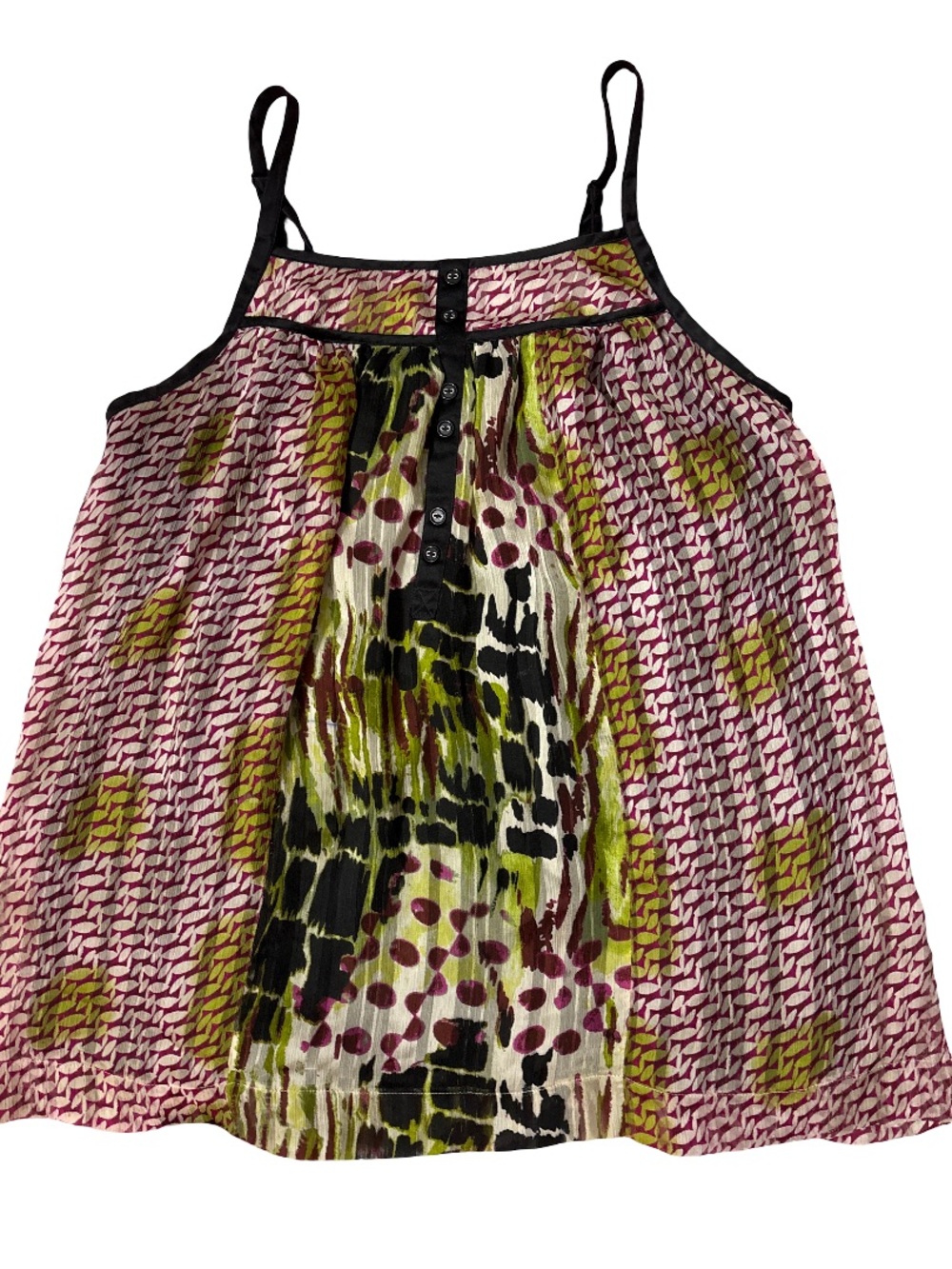 Lane Bryant Pink, Green, Black Patterned Girls Tank Top